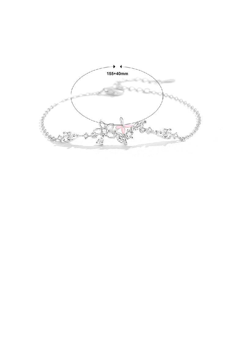 925 Sterling Silver Fashion Temperament Hollow Cherry Bracelet with Cubic Zirconia - Luxurious Look