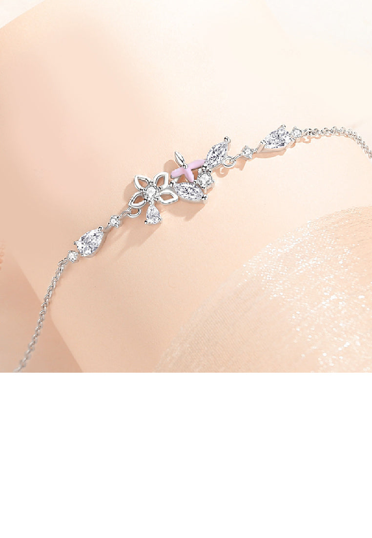 925 Sterling Silver Fashion Temperament Hollow Cherry Bracelet with Cubic Zirconia - Luxurious Look