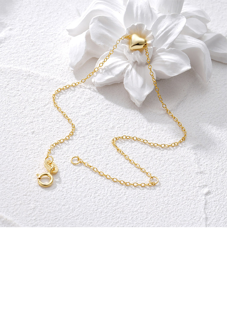 925 Sterling Silver Plated Gold Simple Romantic Heart-shaped Bracelet