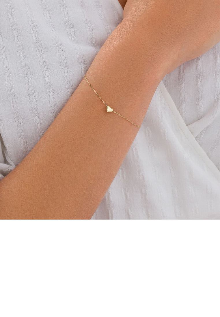925 Sterling Silver Plated Gold Simple Romantic Heart-shaped Bracelet