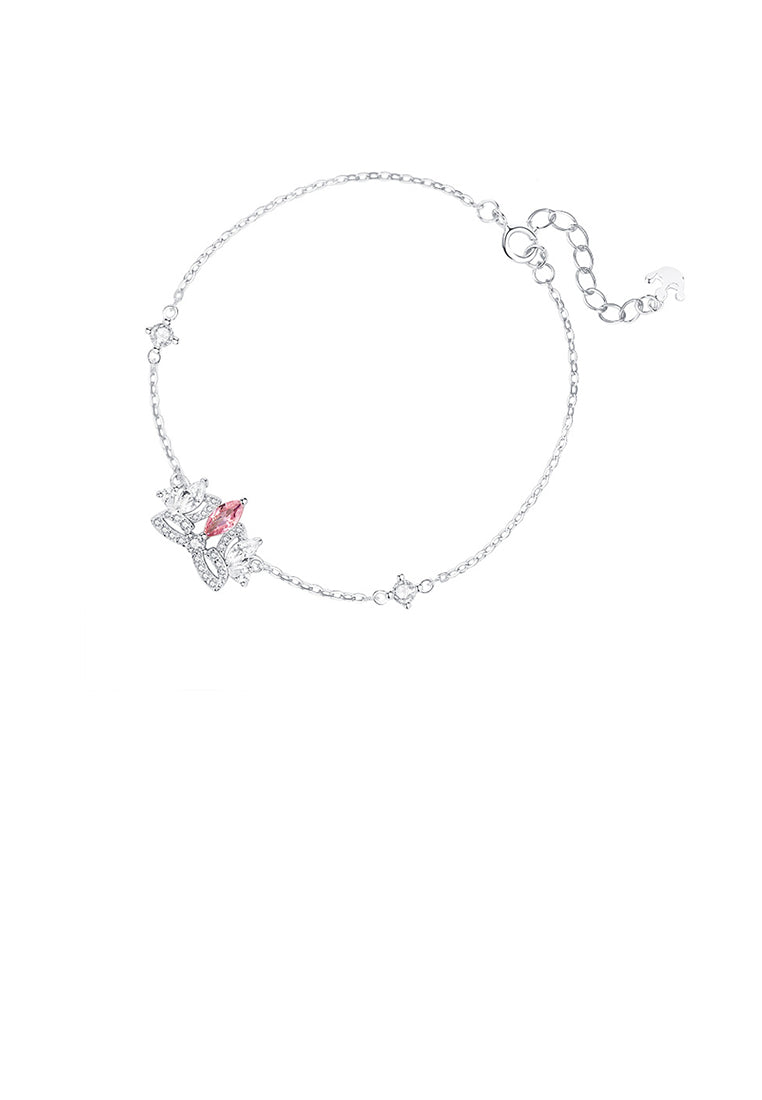 925 Sterling Silver Fashion and Elegant Crown Bracelet with Cubic Zirconia - Luxurious Look