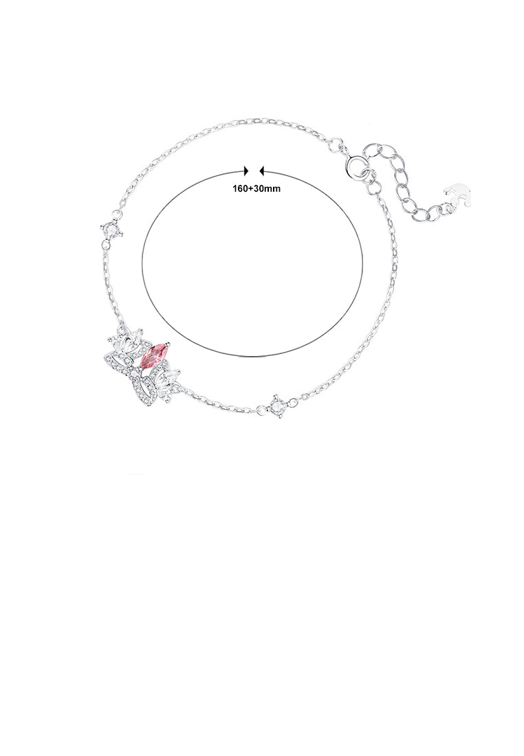 925 Sterling Silver Fashion and Elegant Crown Bracelet with Cubic Zirconia - Luxurious Look