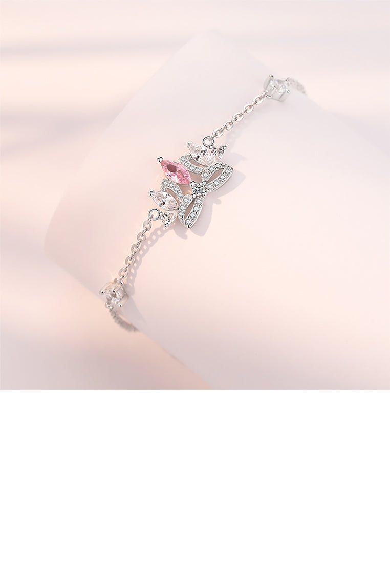925 Sterling Silver Fashion and Elegant Crown Bracelet with Cubic Zirconia - Luxurious Look