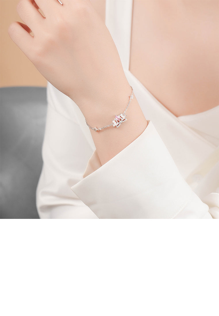 925 Sterling Silver Fashion and Elegant Crown Bracelet with Cubic Zirconia - Luxurious Look