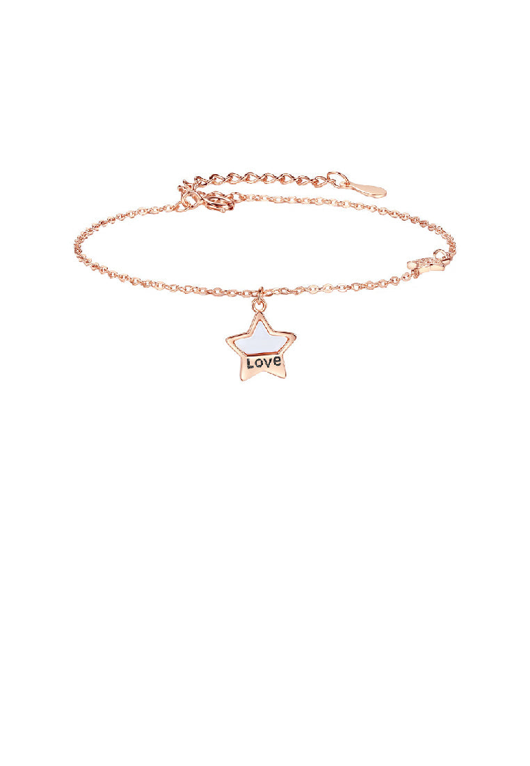 925 Sterling Silver Plated Rose Gold Fashion Simple Star Bracelet with Cubic Zirconia - Luxurious Look