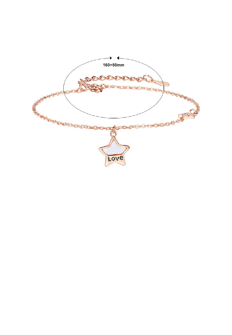 925 Sterling Silver Plated Rose Gold Fashion Simple Star Bracelet with Cubic Zirconia - Luxurious Look