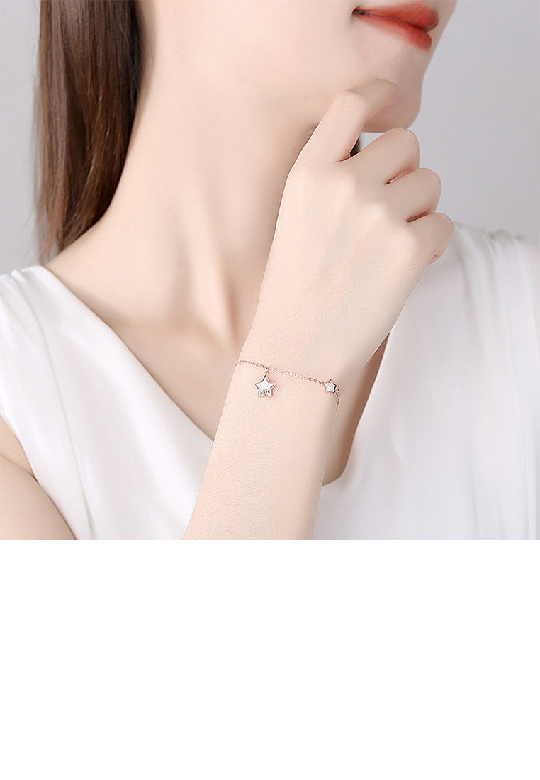 925 Sterling Silver Plated Rose Gold Fashion Simple Star Bracelet with Cubic Zirconia - Luxurious Look