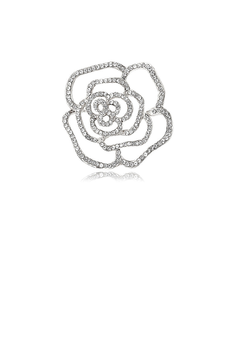 Fashion and Simple Hollow Rose Brooch with Cubic Zirconia - Luxurious Look