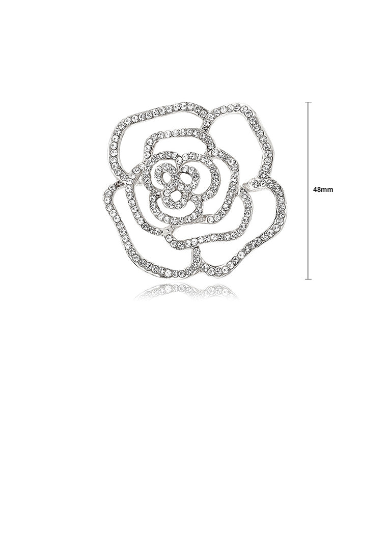 Fashion and Simple Hollow Rose Brooch with Cubic Zirconia - Luxurious Look