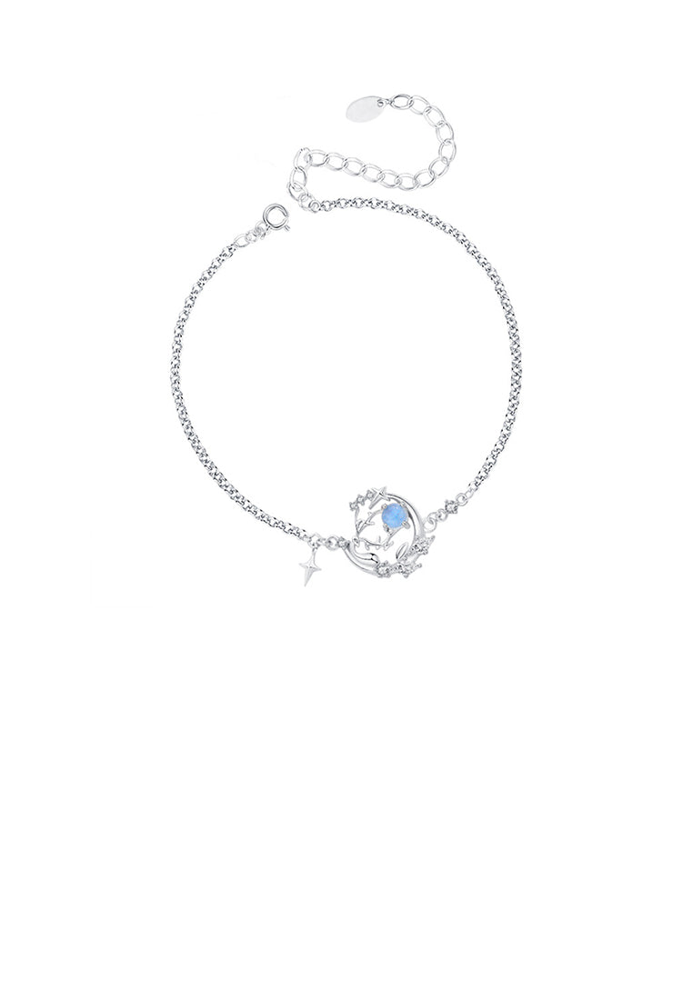 925 Sterling Silver Fashion Temperament Elk Bracelet with Cubic Zirconia - Luxurious Look