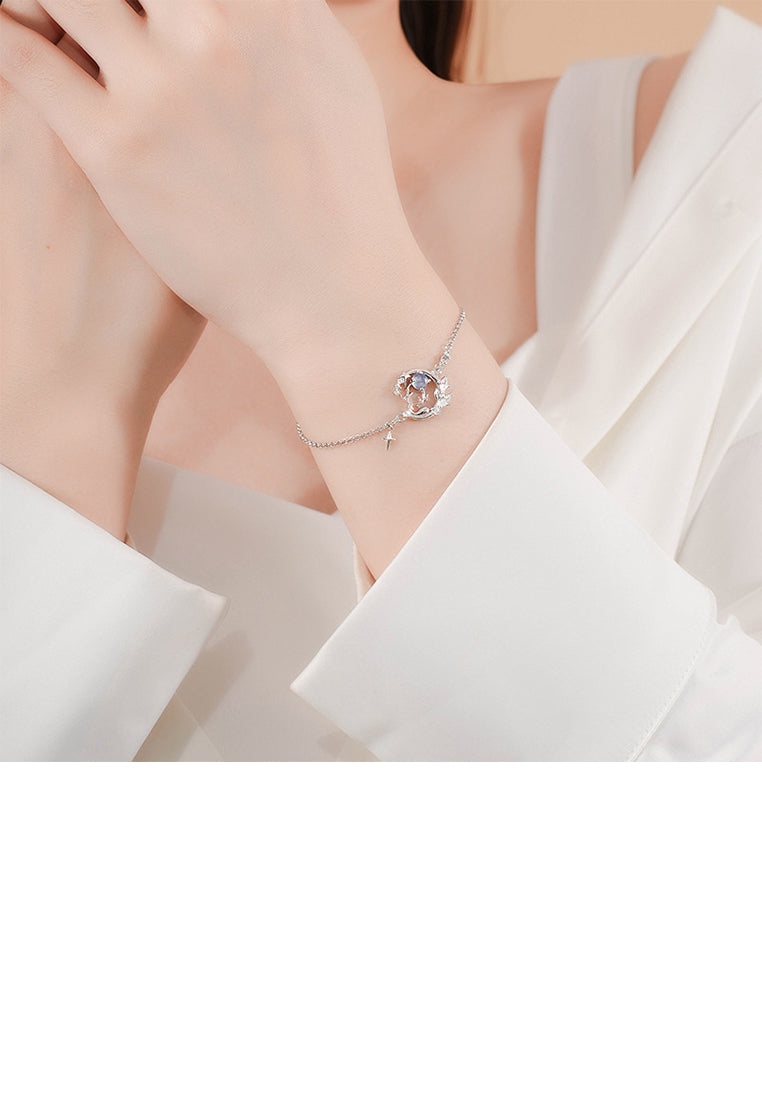 925 Sterling Silver Fashion Temperament Elk Bracelet with Cubic Zirconia - Luxurious Look