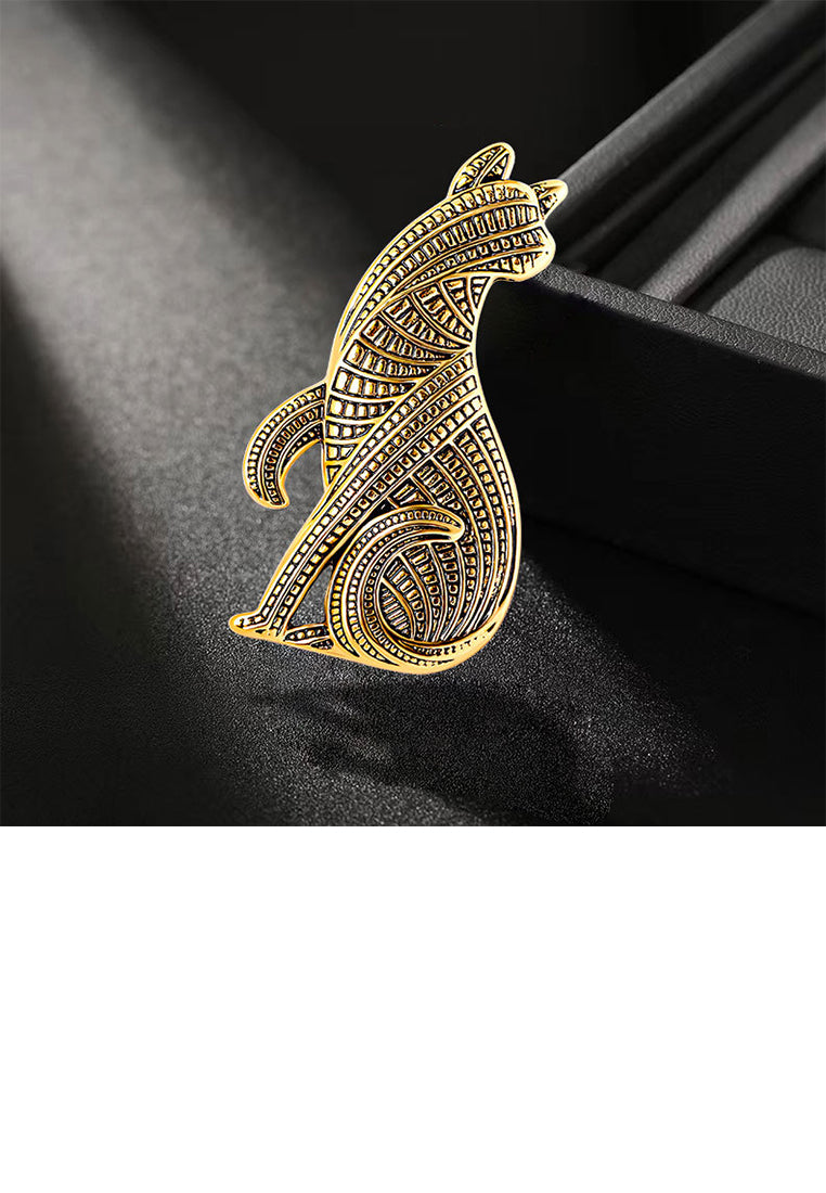 Fashion and Simple Plated Gold Cat Brooch