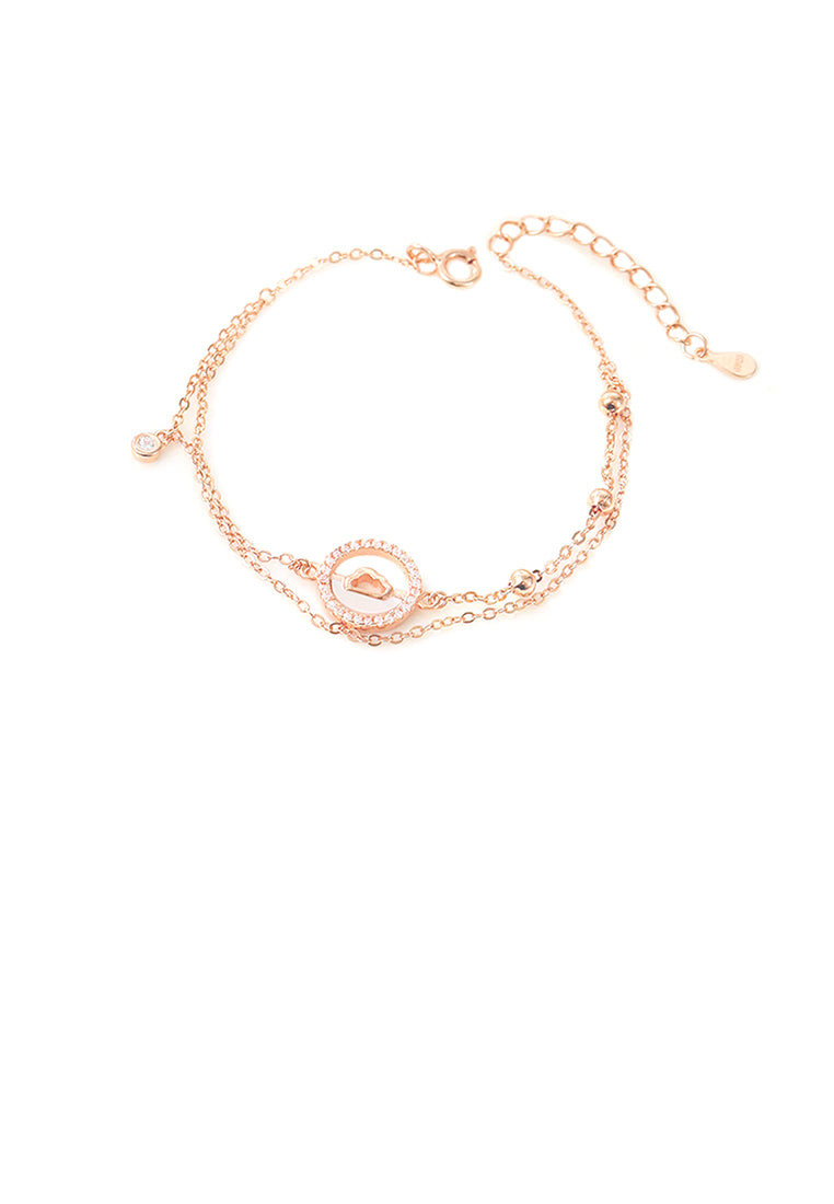925 Sterling Silver Plated Rose Gold Fashion Auspicious Cloud Geometric Bracelet with Cubic Zirconia - Luxurious Look