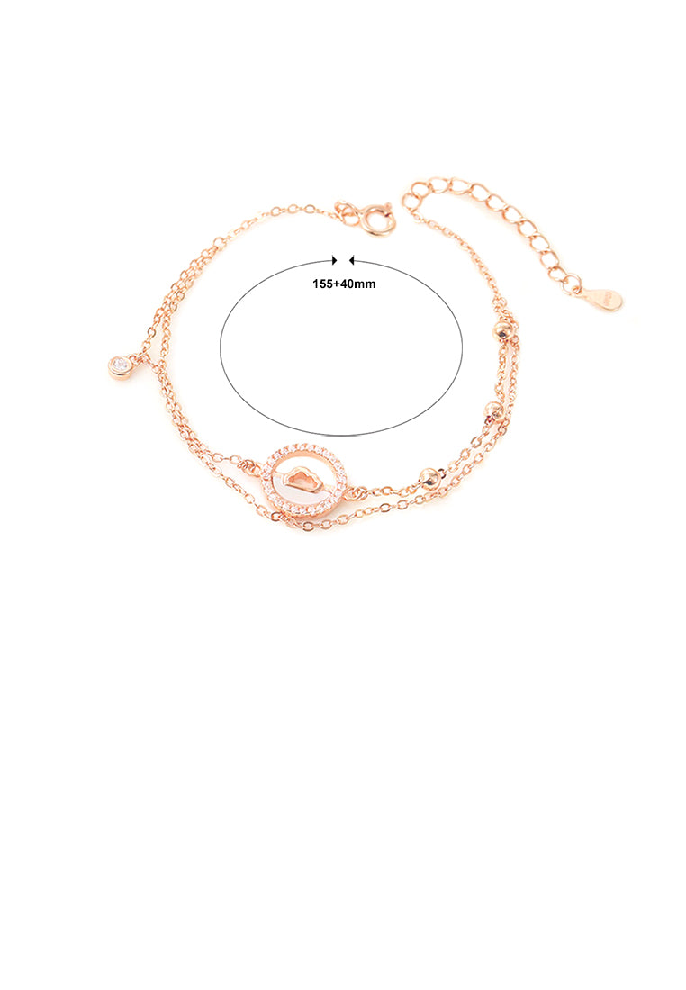 925 Sterling Silver Plated Rose Gold Fashion Auspicious Cloud Geometric Bracelet with Cubic Zirconia - Luxurious Look