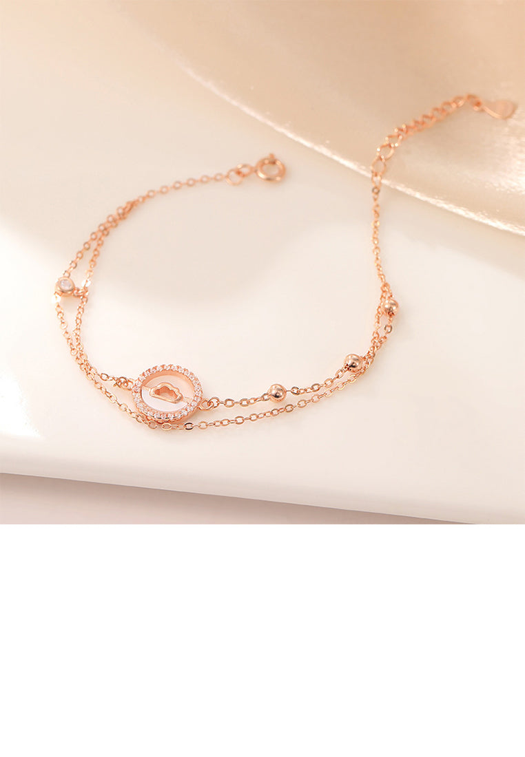 925 Sterling Silver Plated Rose Gold Fashion Auspicious Cloud Geometric Bracelet with Cubic Zirconia - Luxurious Look