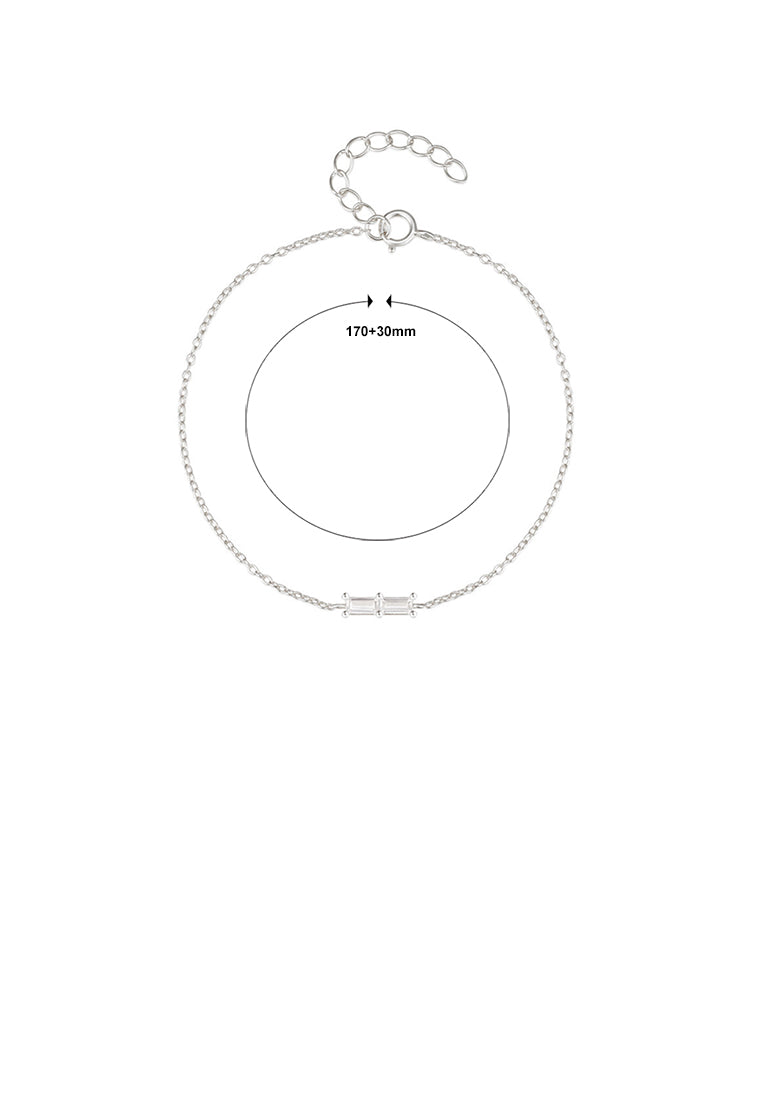 925 Sterling Silver Simple Fashion Geometric Square Bracelet with Cubic Zirconia - Luxurious Look