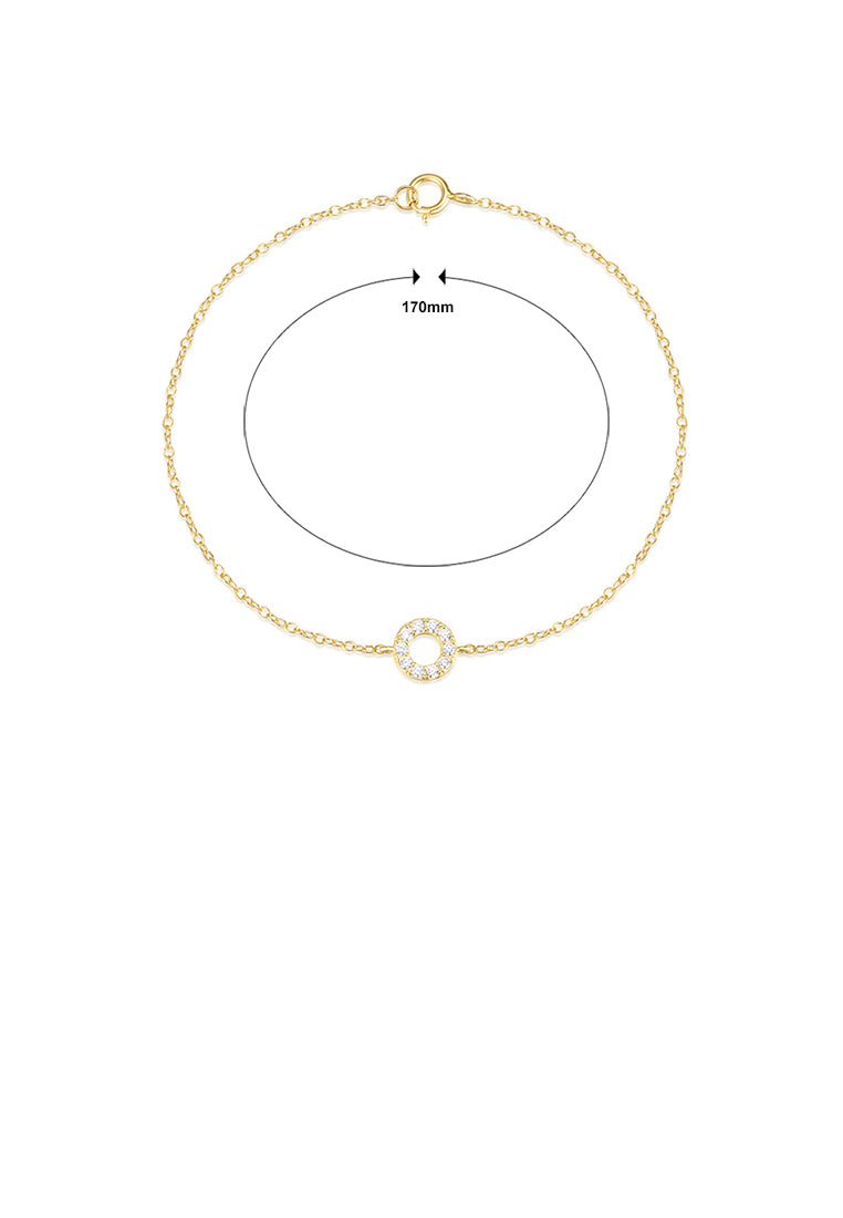 925 Sterling Silver Plated Gold Simple Fashion Geometric Circle Bracelet with Cubic Zirconia - Luxurious Look