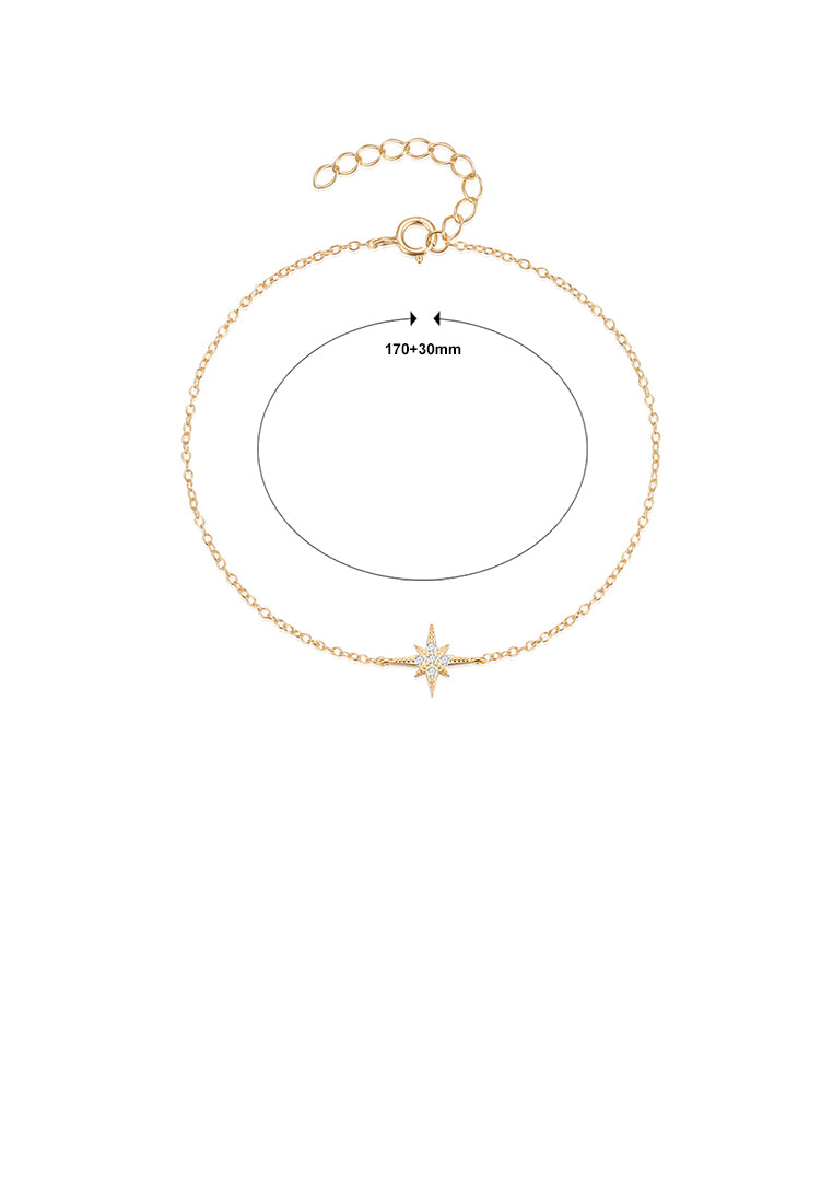 925 Sterling Silver Plated Gold Simple Fashion Star Bracelet with Cubic Zirconia - Luxurious Look