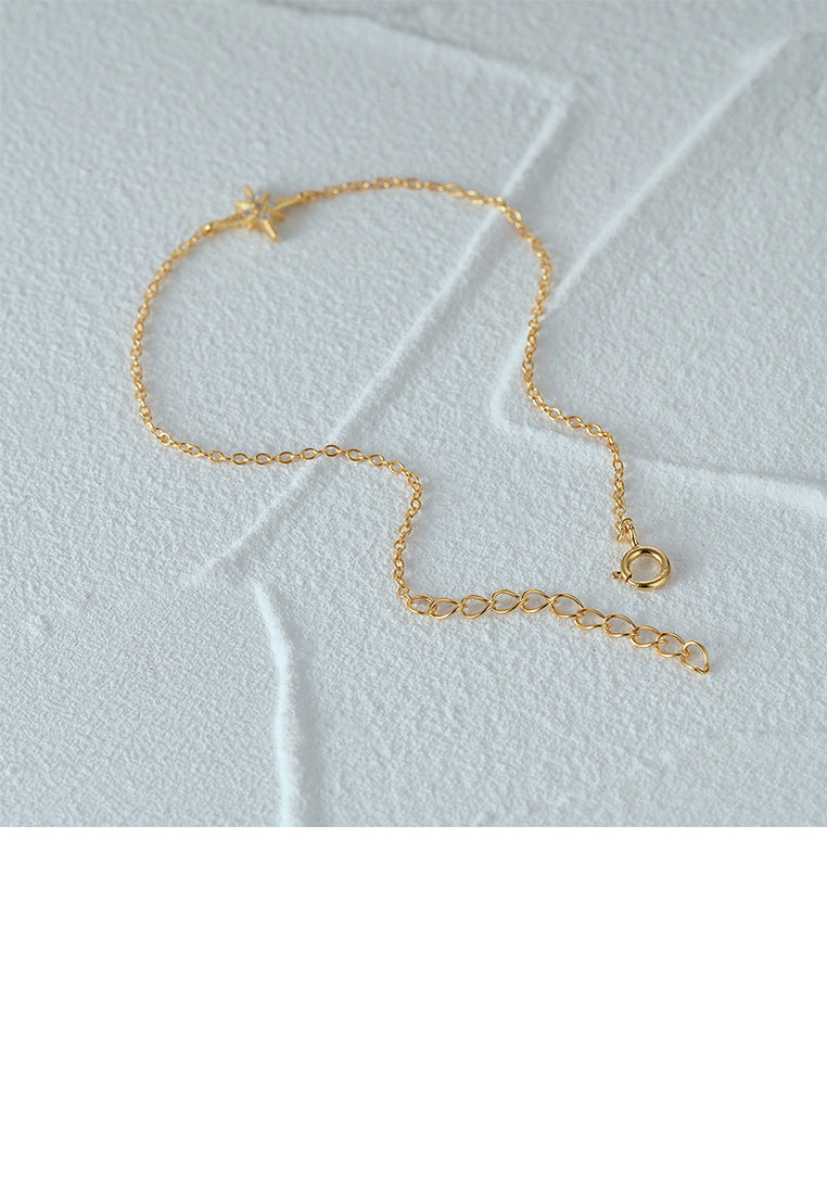 925 Sterling Silver Plated Gold Simple Fashion Star Bracelet with Cubic Zirconia - Luxurious Look