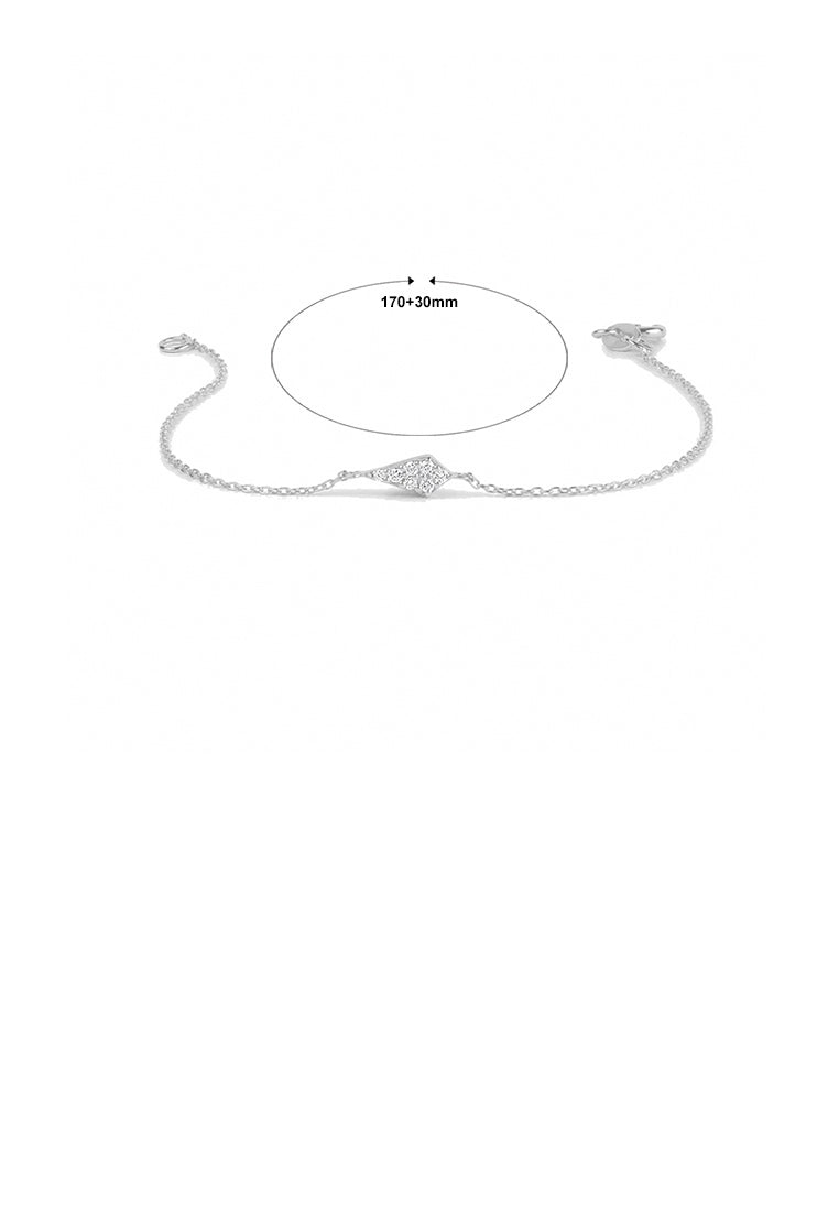 925 Sterling Silver Simple Fashion Geometric Diamond Bracelet with Cubic Zirconia - Luxurious Look