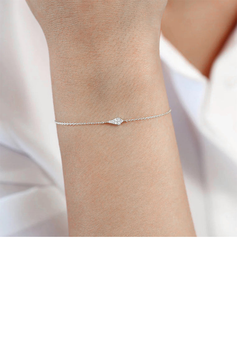 925 Sterling Silver Simple Fashion Geometric Diamond Bracelet with Cubic Zirconia - Luxurious Look