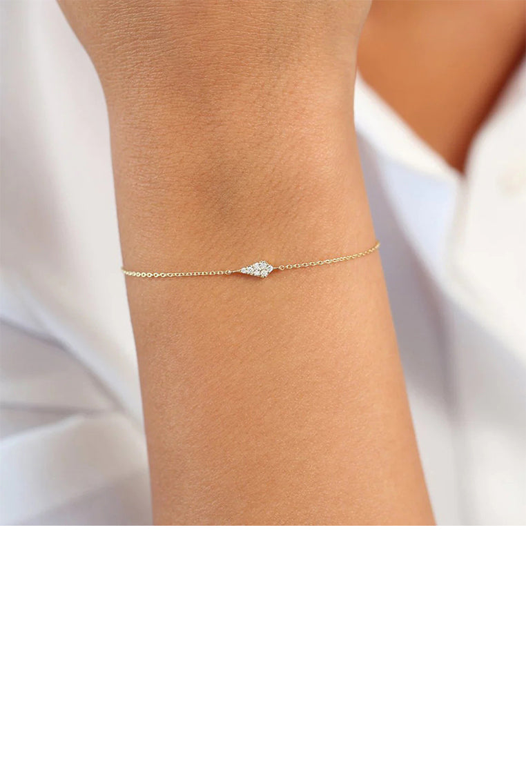 925 Sterling Silver Plated Gold Simple Fashion Geometric Diamond Bracelet with Cubic Zirconia - Luxurious Look