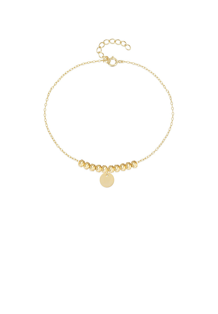 925 Sterling Silver Plated Gold Simple and Fashion Geometric Round Bead Bracelet