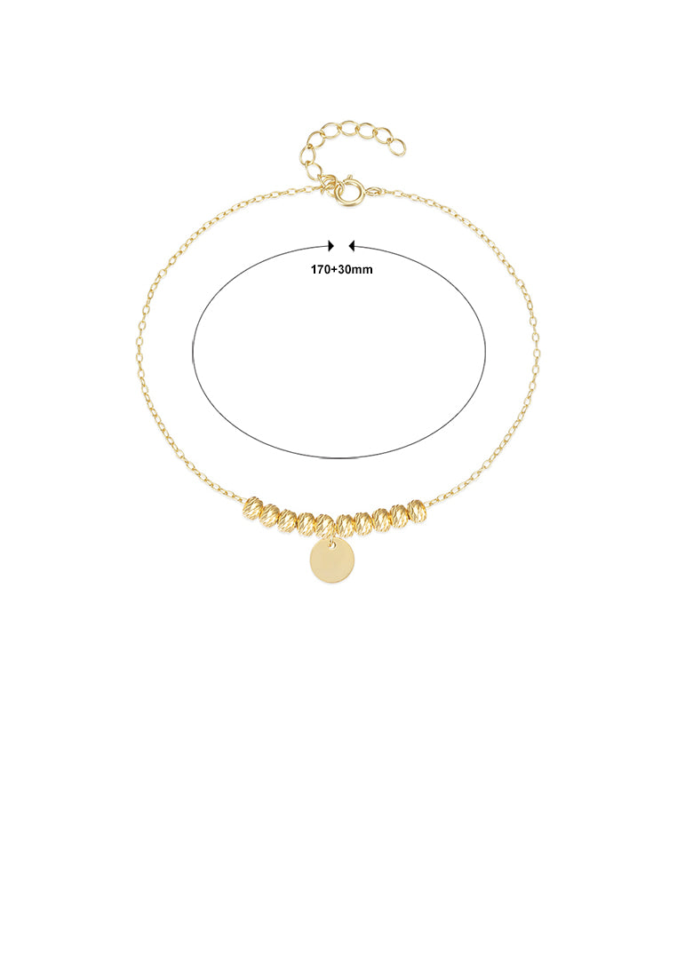 925 Sterling Silver Plated Gold Simple and Fashion Geometric Round Bead Bracelet