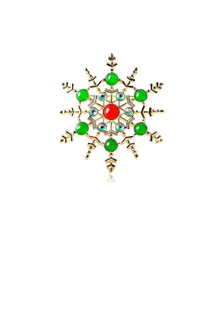 Fashion Temperament Plated Gold Snowflake Brooch with Cubic Zirconia - Luxurious Look