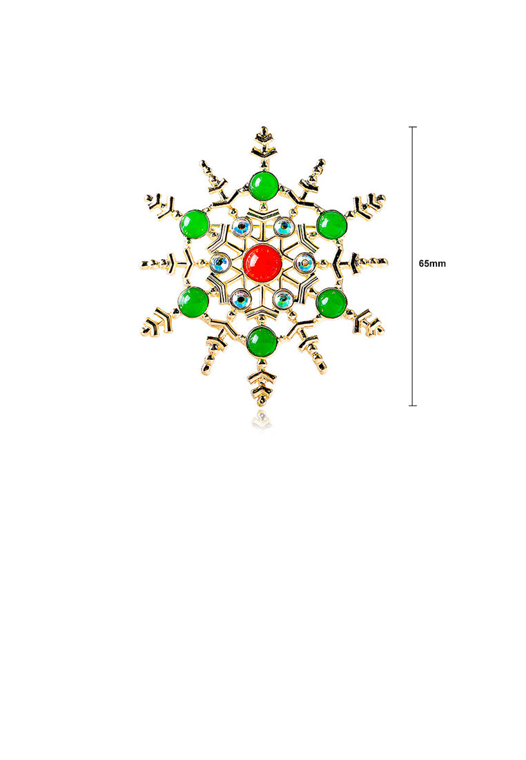Fashion Temperament Plated Gold Snowflake Brooch with Cubic Zirconia - Luxurious Look