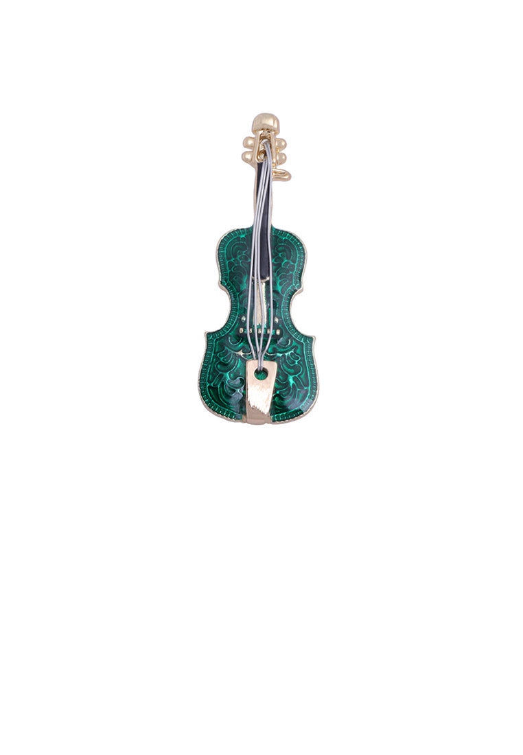 Fashion and Creative Plated Gold Enamel Green Violin Brooch