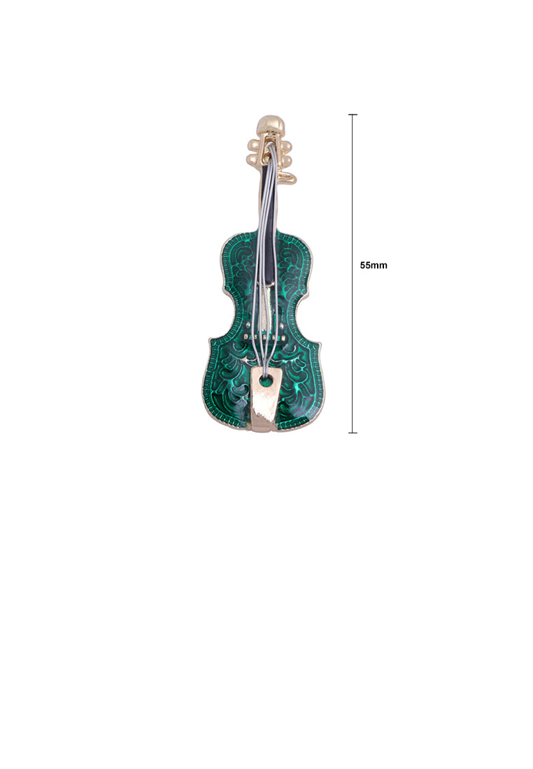 Fashion and Creative Plated Gold Enamel Green Violin Brooch