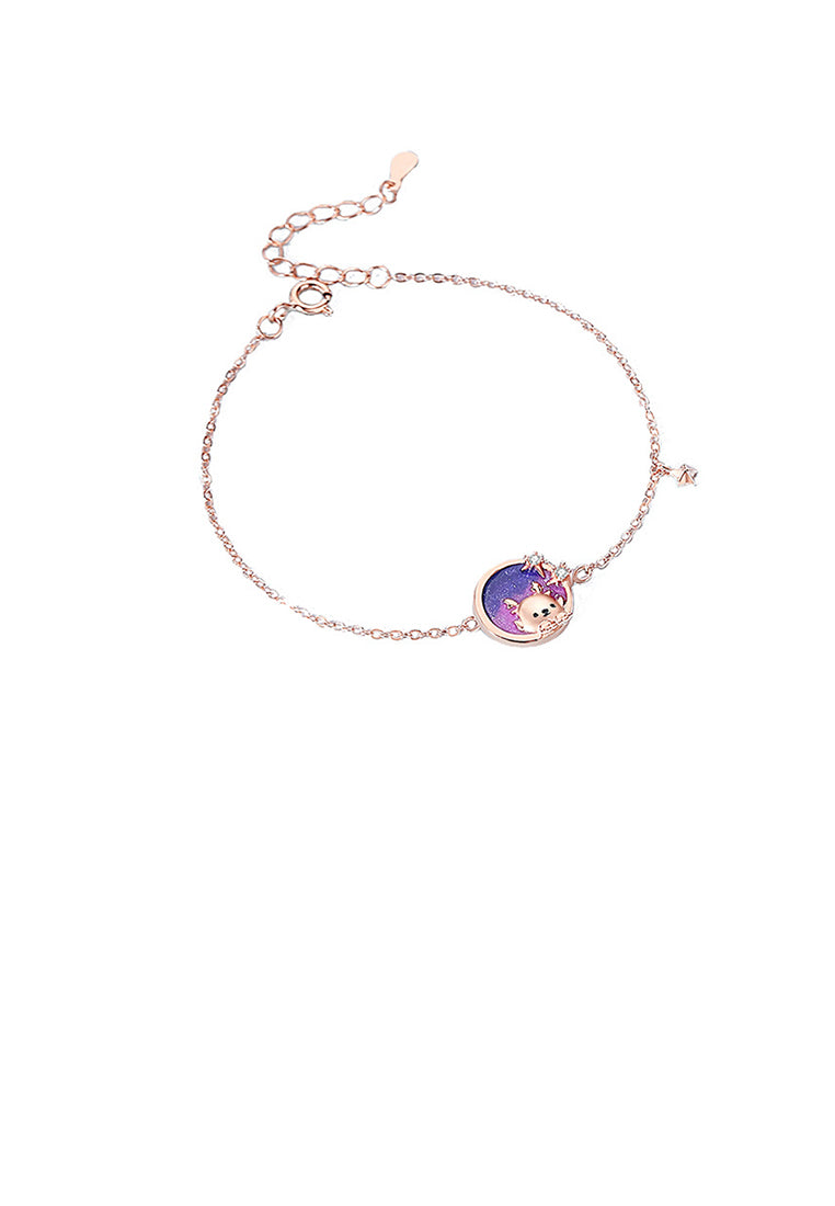 925 Sterling Silver Plated Rose Gold Fashion and Creative Cute Dragon Starry Sky Geometric Bracelet with Cubic Zirconia - Luxurious Look