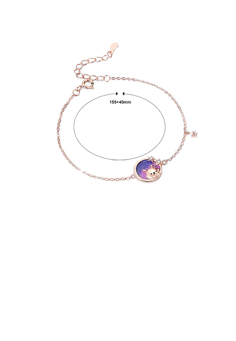 925 Sterling Silver Plated Rose Gold Fashion and Creative Cute Dragon Starry Sky Geometric Bracelet with Cubic Zirconia - Luxurious Look