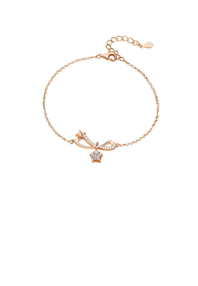 925 Sterling Silver Plated Rose Gold Fashion and Creative Möbius Star Bracelet with Cubic Zirconia - Luxurious Look