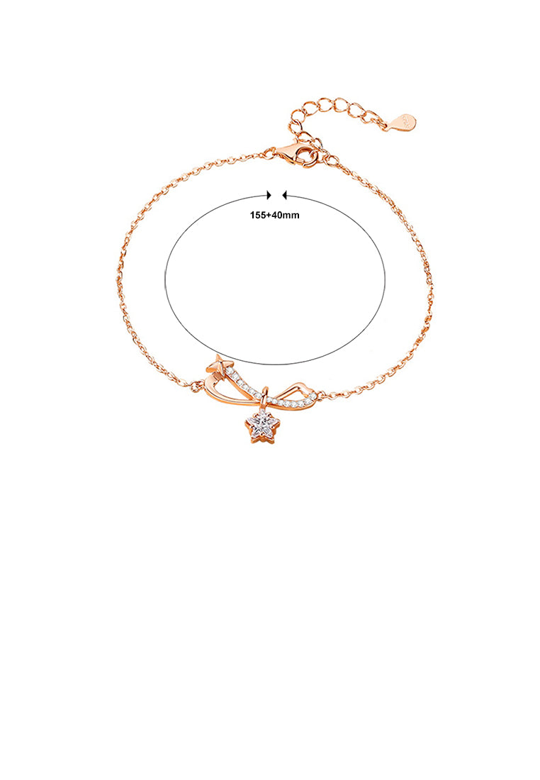 925 Sterling Silver Plated Rose Gold Fashion and Creative Möbius Star Bracelet with Cubic Zirconia - Luxurious Look