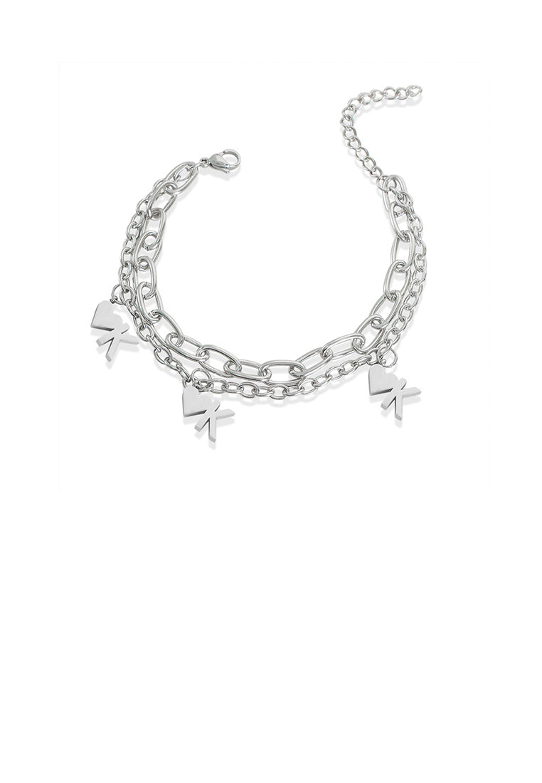 Fashion and Personalized 316L Stainless Steel Heart-shaped Double-layer Chain Bracelet