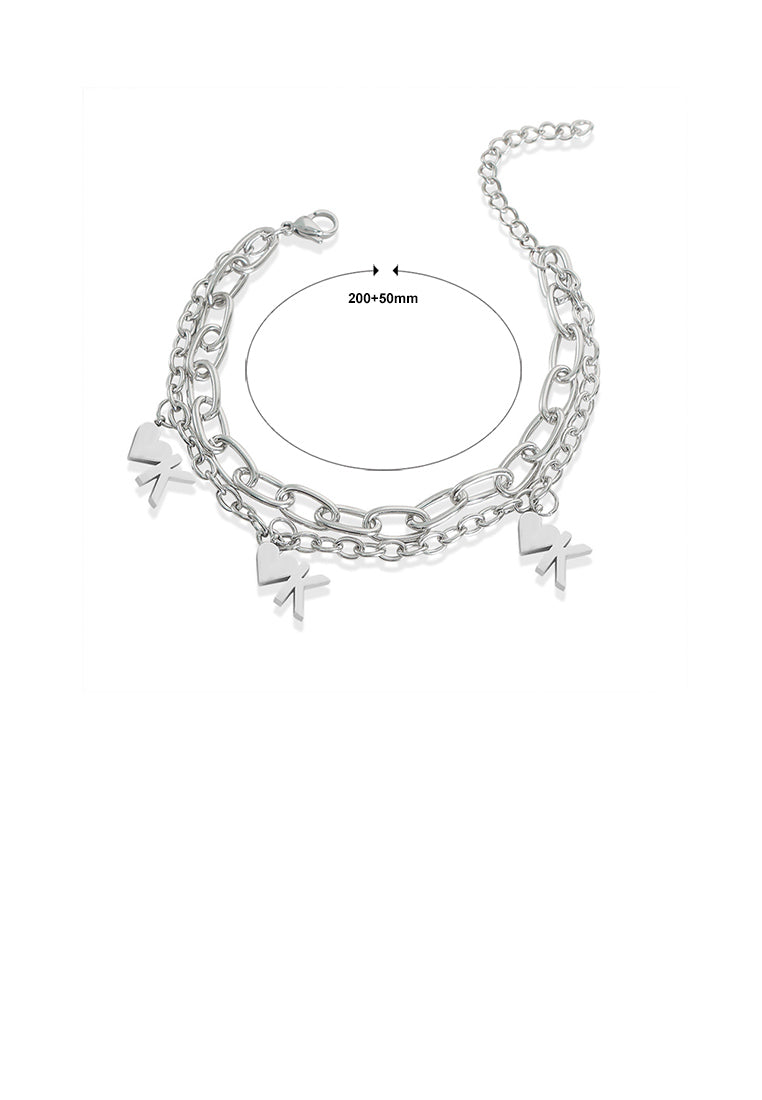 Fashion and Personalized 316L Stainless Steel Heart-shaped Double-layer Chain Bracelet