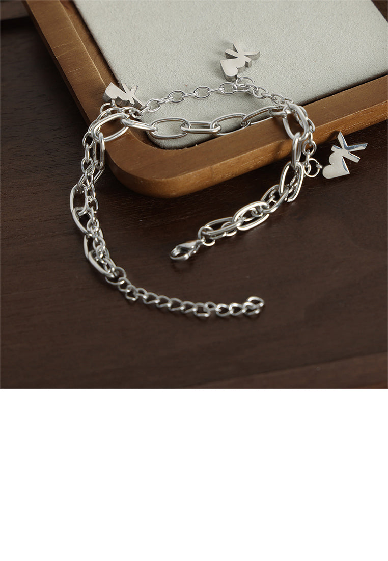 Fashion and Personalized 316L Stainless Steel Heart-shaped Double-layer Chain Bracelet