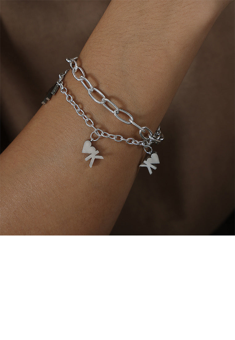 Fashion and Personalized 316L Stainless Steel Heart-shaped Double-layer Chain Bracelet