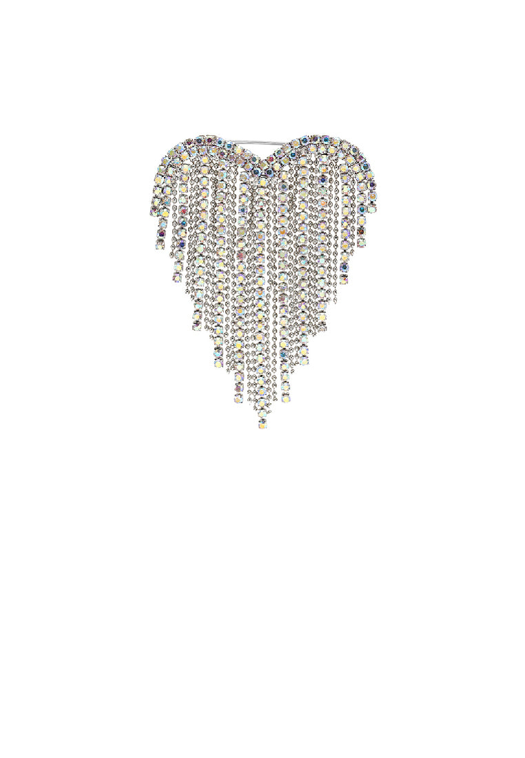 Fashion Brilliant Heart Tassel Brooch with Cubic Zirconia - Luxurious Look