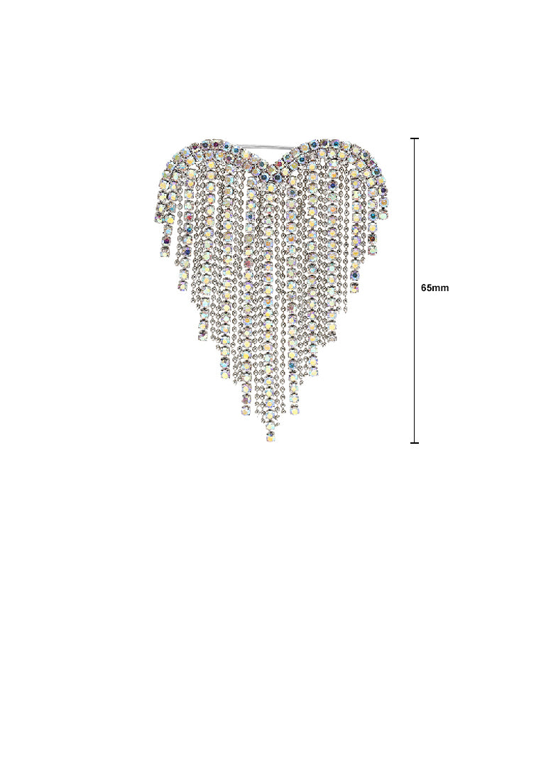 Fashion Brilliant Heart Tassel Brooch with Cubic Zirconia - Luxurious Look