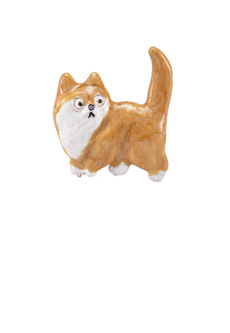 Simple Fashion Plated Gold Enamel Yellow Cat Brooch