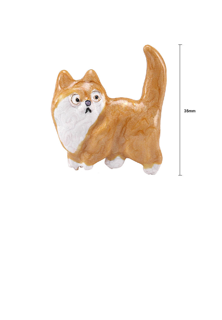 Simple Fashion Plated Gold Enamel Yellow Cat Brooch