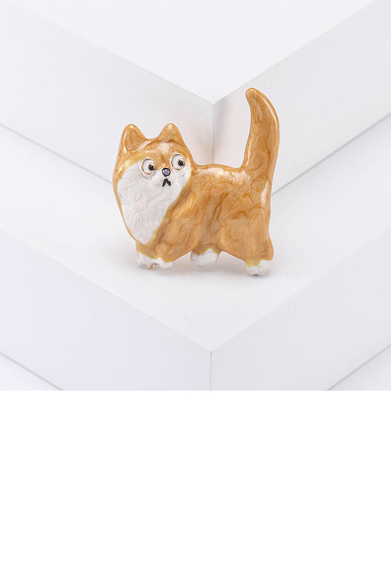 Simple Fashion Plated Gold Enamel Yellow Cat Brooch