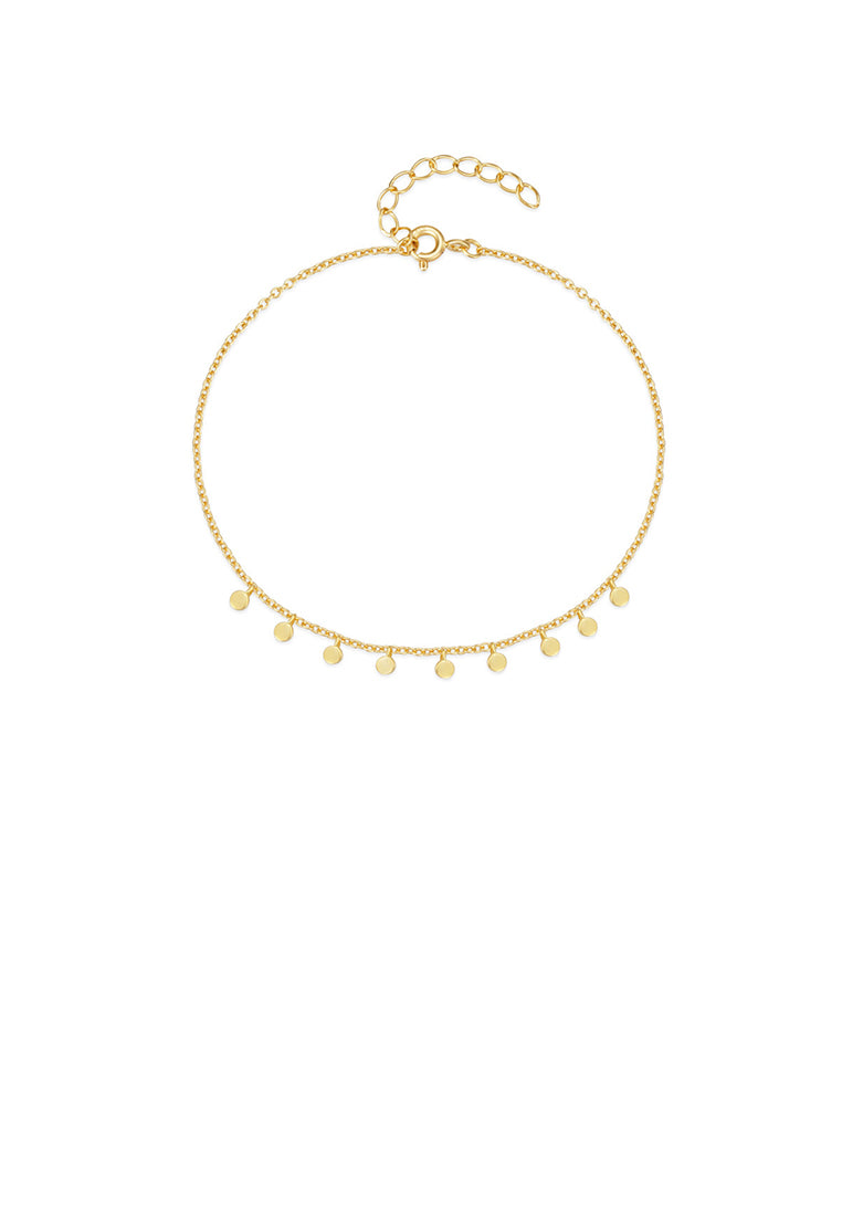 925 Sterling Silver Plated Gold Simple and Fashion Geometric Disc Bracelet