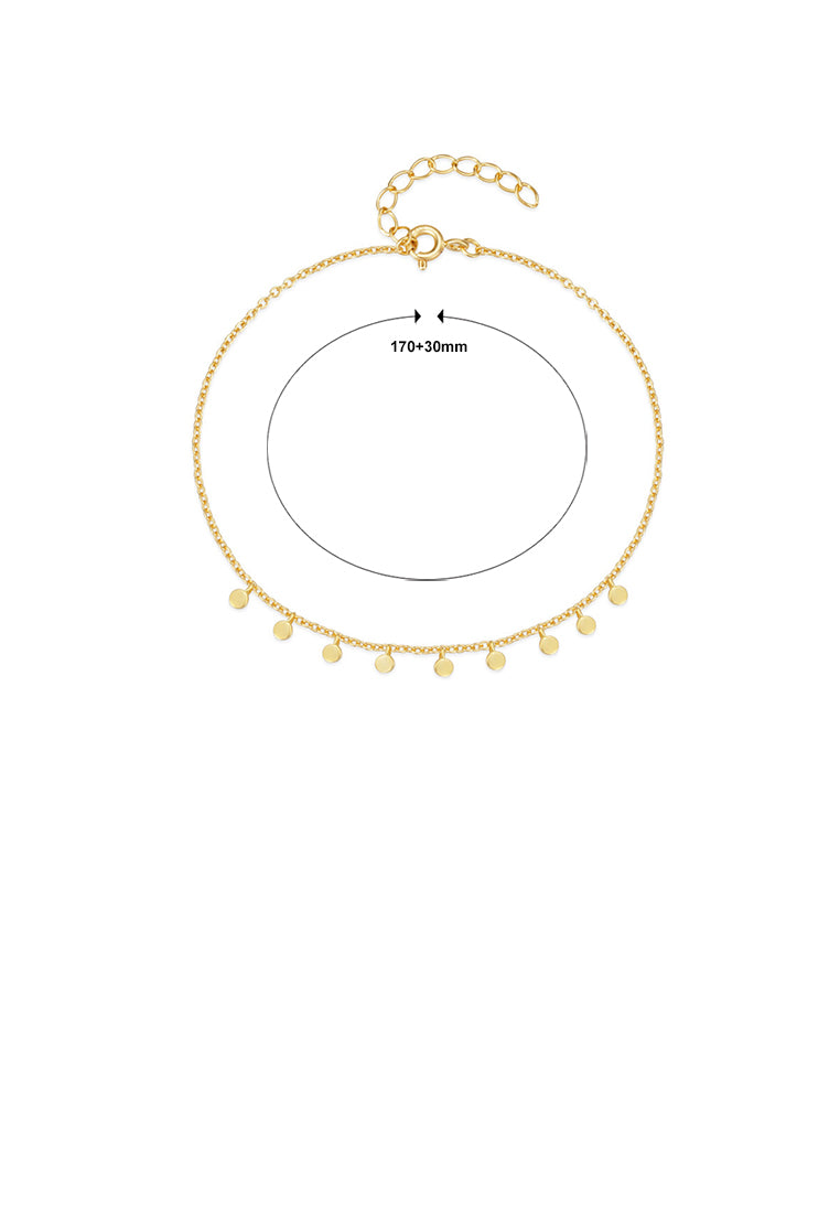 925 Sterling Silver Plated Gold Simple and Fashion Geometric Disc Bracelet