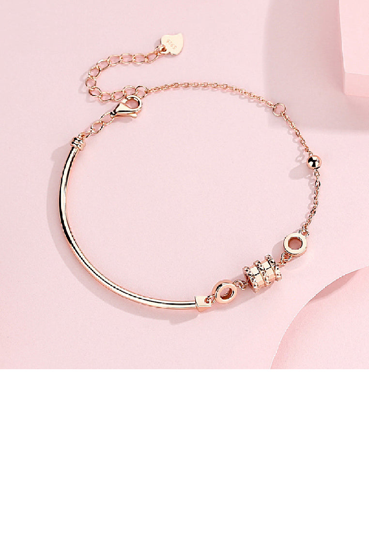 925 Sterling Silver Plated Rose Gold Fashion Temperament Small Waist Geometric Bracelet