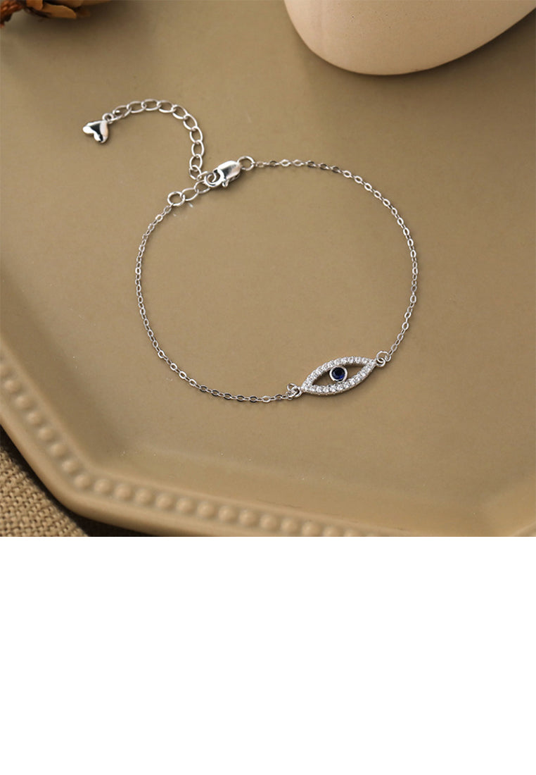 925 Sterling Silver Simple Personality Devil Eye Bracelet with Cubic Zirconia - Luxurious Look