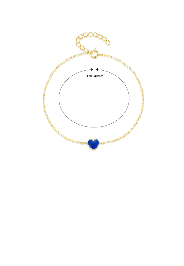 925 Sterling Silver Plated Gold Simple and Fashion Enamel Blue Heart-shaped Bracelet